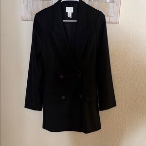 H&M Black Double-Breasted Blazer Jacket